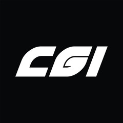 CGI letter technology logo design on black background. CGI creative initials letter IT logo concept. CGI setting shape design