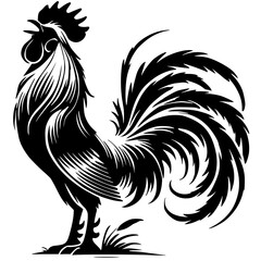 Silhouette of a crowing rooster