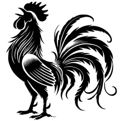 Silhouette of a crowing rooster