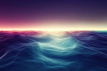 Serene ocean waves under a colorful twilight sky at dusk