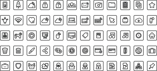 Vector of 60 Business and Financial Line Outline Icon Set. Pixel Perfect Editable Stroke