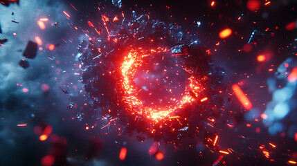 35. The collision of glowing digital particles forming a futuristic network. (3)