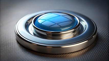 3D Web Button: High-Detail Close-up of a Realistic Push Button Interface Element
