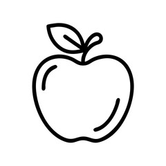 Apple icon in black outline style with leaf detail