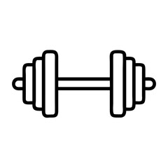 Dumbbell icon in black outline style for fitness and gym