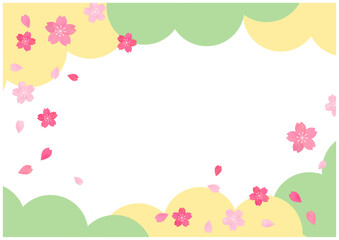 桜の花が咲くかわいい春の和風背景5