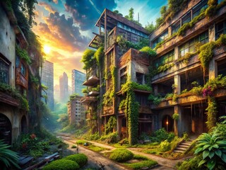 Obraz premium Abandoned 2029 Cityscape: Urban Exploration Photography