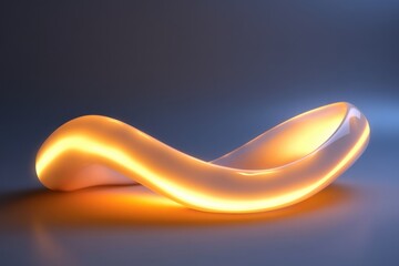 Creative lighting design featuring a sleek, glowing sculpture on a dark background