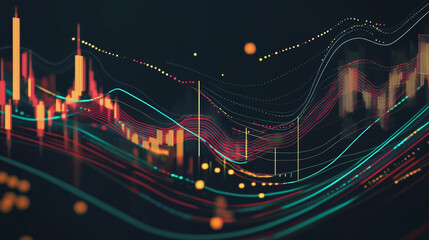 Fototapeta premium Abstract dark blue background with Colorful charts and graphs with statistics to innovative analyze business potential and forecast future development of companies growth.