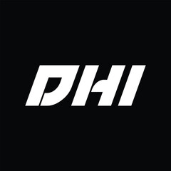 DHI letter technology logo design on black background. DHI creative initials letter IT logo concept. DHI setting shape design