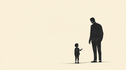 Father and son silhouette, child reaching up.