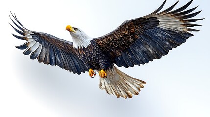 Obraz premium Majestic Bald Eagle Soaring Through The Sky