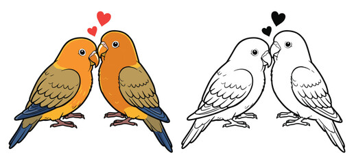 A two love birds of vector illustration