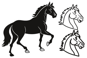 Fototapeta premium Horse Silhouette, Horse Vector Silhouette, Horse cartoon Silhouette , Horse Free Silhouette, Horse Silhouette Vector, Horse, Horse icon, Horse vector,