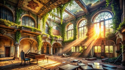 Obraz premium Abandoned Concert Hall: Echoes of a Forgotten Symphony - Urban Exploration Photography