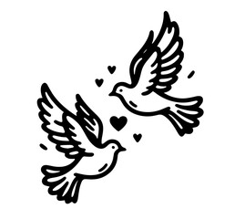 doves with hearts symbolizing love, wedding theme motif laser cutting engraving