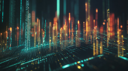 Fototapeta premium Abstract dark blue background with Colorful charts and graphs with statistics to innovative analyze business potential and forecast future development of companies growth.