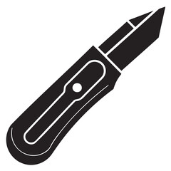 Knife Icon Silhouette with Sharp Blade Simple Vector on Transparent Background