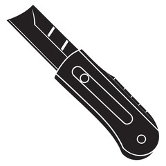 Knife Icon Silhouette with Sharp Blade Simple Vector on Transparent Background