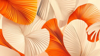 Vivid Orange and Cream Leaves Create an Artistic Pattern Emphasizing Texture and Warmth in a Modern Design Setting
