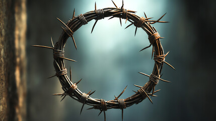 Thorny crown in mystical light. Ideal for suffering and healing concepts