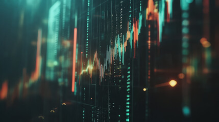 Fototapeta premium Abstract dark blue background with Colorful charts and graphs with statistics to innovative analyze business potential and forecast future development of companies growth.
