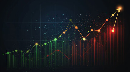 Fototapeta premium Abstract dark blue background with Colorful charts and graphs with statistics to innovative analyze business potential and forecast future development of companies growth.