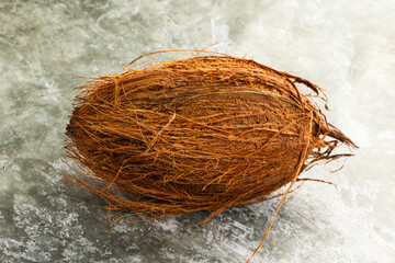 Natural exotic brown hairy coconut