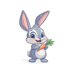 Adorable White Bunny Eating a Carrot