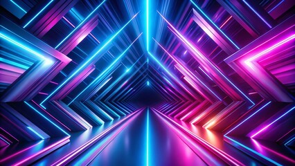 Obraz premium Abstract Glowing Neon Arrows: Blue Purple Motion Design Stock Photo
