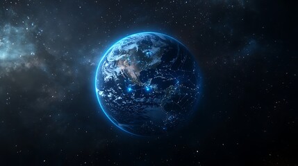 Naklejka premium A digital art representation of the Earth planet on space galaxy