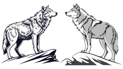 Collection of Detailed Wolf Silhouette Vectors