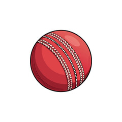 A Red And White Cricket Ball Sport Vector Illustration Clip art Vector, Cricket Ball A White Background Shiny Red Color. Cricket Ball Vector Isolated Clip Art