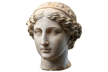 Obraz premium Gypsum copy of ancient statue Venus head isolated on transparent background