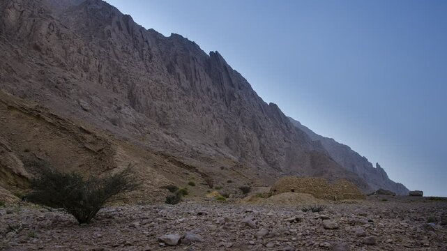 Time Lapse of beehive tombs  at Jabel Hafeet mountain, Al Ain, Abu  Dhabi, UAE
