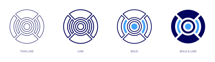 Smart motion detector icon in 4 different styles. Thin Line, Line, Bold, and Bold Line. Duotone style. Editable stroke