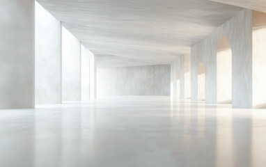 Bright and spacious modern interior with minimalist design in an empty space