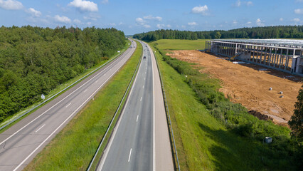 Aerial Highway and Construction Site