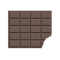 Chocolate Bar With Bitten Off Piece, Isolated On White Background. Vector Illustration