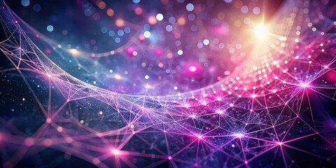 Fototapeta premium Abstract Pink Cobweb and Starry Night Background - Left Copy Space
