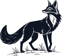 black fox vector on white background 