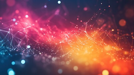 Abstract Colorful Network Background Image with Glowing Nodes