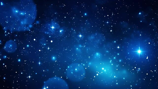 Blue abstract sparkle bokeh background, Gradient blue background with loop playback, Blue light shine particles bokeh on navy blue video background, 4k Ultra HD video.