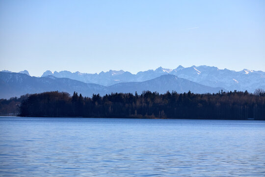 Panoramic View of Mountains and Lake