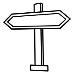 Simple Directional Signpost Line Art