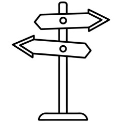Simple Directional Signpost Line Art