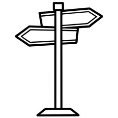 Simple Directional Signpost Line Art