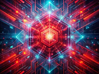Obraz premium Abstract Red Matrix Background - Low Light Digital Art Photography