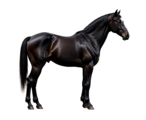 Dark brown horse standing with transparent background