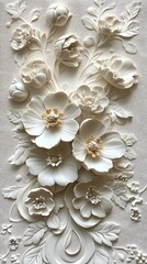 White 3D Floral Embossed Design